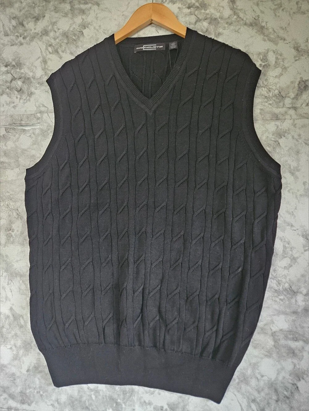 NWT Carnoustie 100% Pima Cotton V-Neck Cable Knit Vest Classic Size L
